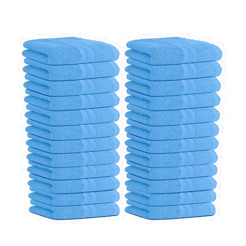 STF Linen Hand Towels (Pack of 24) Light Blue Economy Towels Salon Towels - 100% Cotton Spa Towels – 16 x 27 Inches Highly Absorbable, Facial Towels Gym Towels, Hair Towels Face Towels Bulk