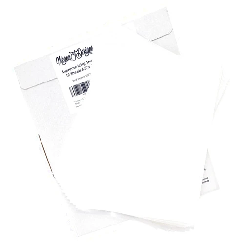 MeganJDesigns Supreme Icing Sheets 12 Pack Premium Flexible White Frosting Edible Printer Paper Cake Decorating 8.5