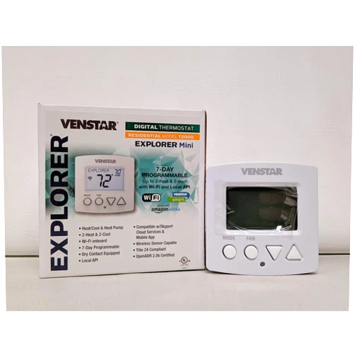 Venstar T2000 Thermostat, Degrees_Fahrenheit, to Volts, Amps, White (