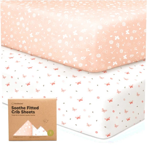 KeaBabies 2-Pack Organic Crib Sheets for Boys, Girls - Fitted Crib Mattress Sheet Neutral, Breathable Jersey Cotton Cover for Baby Bed, Toddler Mattress, Soft & Cute Prints (Butterflies)