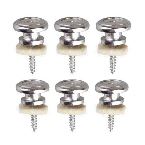 Futheda 6PCS Metal Guitar Strap Button Strap Locks End Pins Mushrooms Head for Acoustic Guitar/Electric Guitar/Bass/Classical Guitar/Ukulele with Screw and Felt Washer - Chrome
