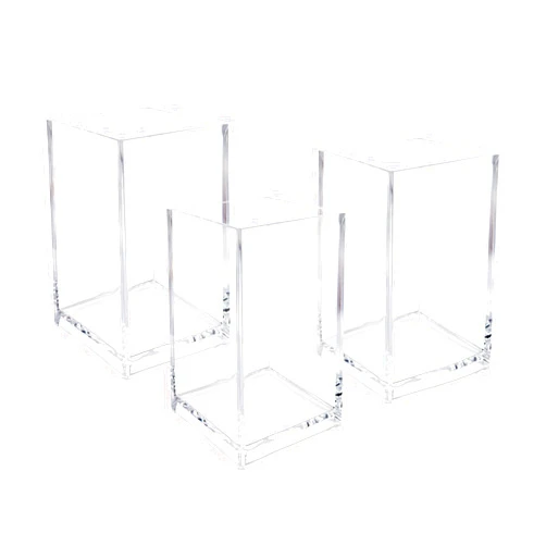 Newkita 3 Pack Clear Acrylic Cosmetic Pencil Pen Holder Cup, Clear Makeup Brush Holder, Desk Acrylic Brushes Storage