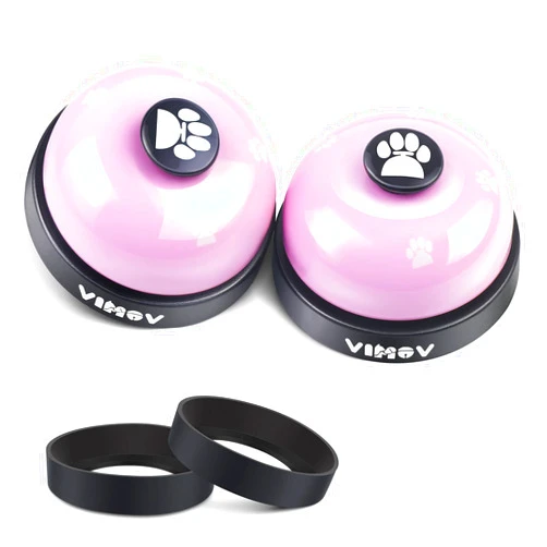 VIMOV Pet Training Bells, Set of 2 Dog Bells for Potty Training, Desk Bell for Dogs, Pink