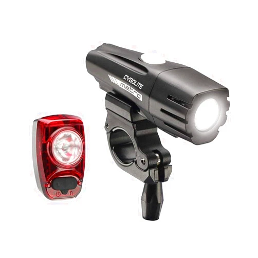 Cygolite Metro 700 Lumen Headlight and Hotshot 100 Lumen Tail Light USB Rechargeable Bike Light Combo Set , Black / Red