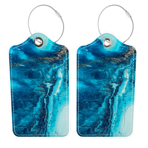 Chelmon Luggage Tags for Suitcases, 2 Pack Cute PU Leather Suitcase Tag Identifiers Tsa Approved with Stainless Steel Loop and Address Card for Baggage Tag for Cruise Airport Travel Essentials by Chelmon