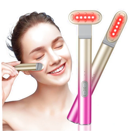 FOLOKE 7 in 1 Red-Light-Therapy，Red Light Therapy for Face Eye Skincare Equipment at Home，Red for Skincare & Blue Rejuvenation Tool (Pink Gradient)