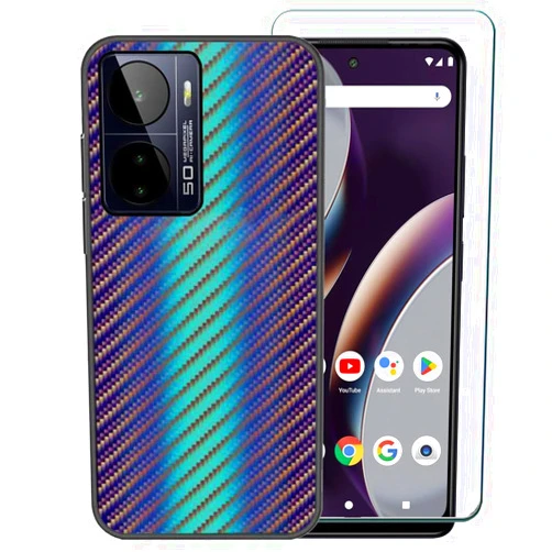 Ranyi for BLU G93 Phone Case with Screen Protector, BLU G93 G0910WW Case, Colorful Gradient Wave Pattern Ultra Slim Thin Flexible Silicone Rubber Case for BLU G93 G0910WW 6.8