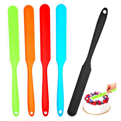 Tuojecuk Silicone Jar Scraper Spatulas, 5pcs Heat Resistant Cake Cream Peanut Butter Spatulas Mixing Batter Scraper, 9.6 inch Nonstick Bread Spatula Rubber Kitchen Jar Blenders Scraper Long