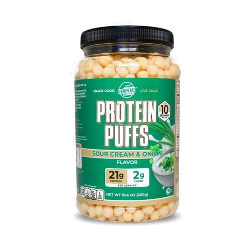 TWIN PEAKS INGREDIENTS Twin Peaks Protein Puffs - (Sour Cream & Onion), Keto Friendly, Low Carb Snack (300g, 21g Protein, 2g Net Carbs, High Protein, Healthy Crunchy Snack)