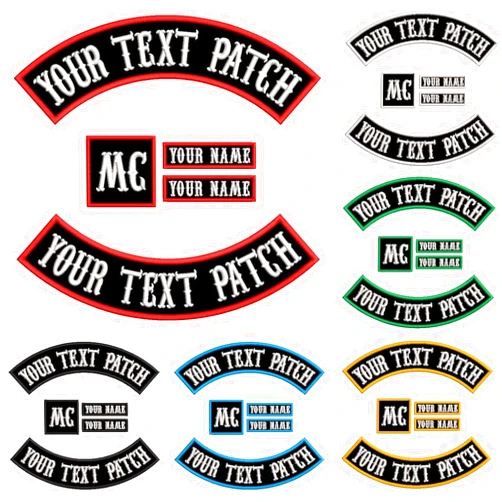 DIYEMB 5 Pack Custom Embroidered Biker Patches, Personalized Embroidery Rocker Patch Rider Motorcycle Patches for Veterans Vest or Jacket (Black)