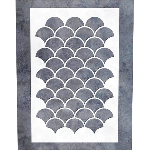 G GSS Designs GSS Designs Wall Stencil - Large Fishscale Stencil (16x24 Inch) for Painting on Wall Furniture Floor Fabric Stencils - Reusable Moroccan Template for Wall Decals & Wallpaper & Wall Decor (SL-076)