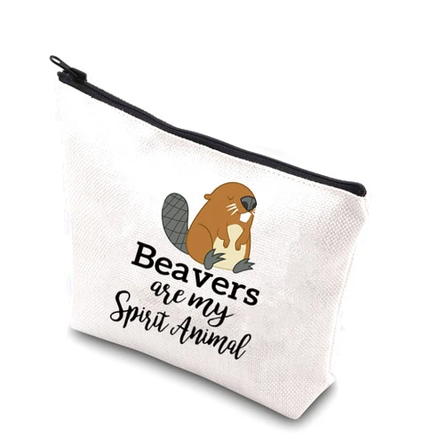 WCGXKO Beaver Lover Gift Beavers Are My Spirit Animal Zipper Pouch Makeup Bag (Spirit Animal Beavers)