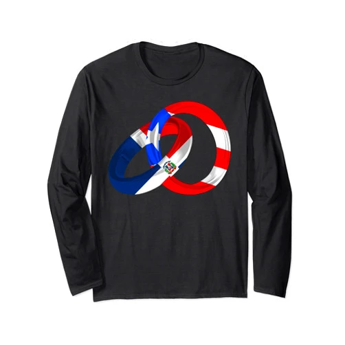 Amb Puerto Rican Dominican Flag Hispanic Heritage Puerto Rico Dominican Republic Rings Hispanic Heritage Month Long Sleeve T-Shirt