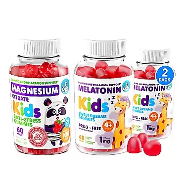DR. MORITZ Kids Magnesium Gummies Sugar-Free and Melatonin Gummies for Kids and Adults - Calm Magnesium Gummies and Chewable 1mg Melatonin