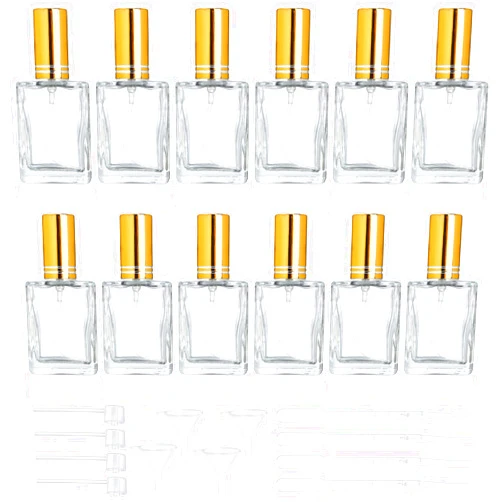 YU FENG 12pcs Clear Perfume Spray Bottles 15ml Glass Fine Mist Sprayer Empty Spray Bottles Refillable Container Perfume Atomizer for Cleaning, Essential Oil, Liquid