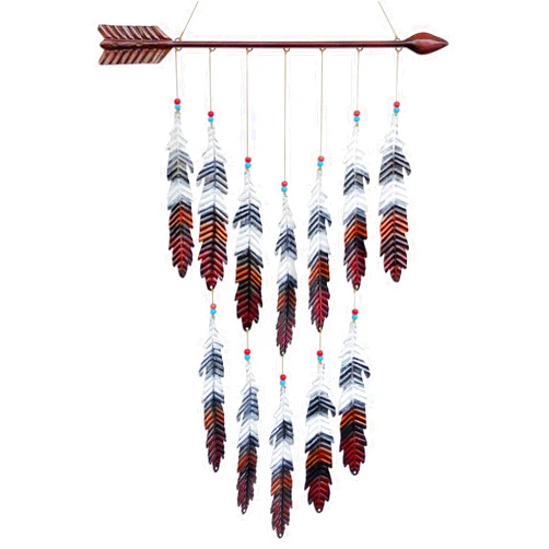 VinSees Metal Arrow & Feather Wall Art Decor, Native American Indian Style Wall Decorations, Arrow Western Wall Decor, Wind Chime Pendants, Thanksgiving Gift, American Indian Decoration
