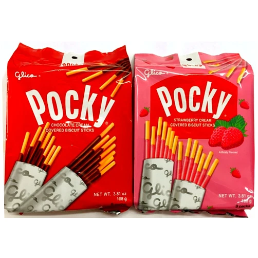 Glico Pocky Family Size Chocolate and Strawberry, 9 Sticks Each (Family)