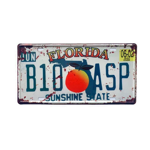 KOSICORN Florida Vintage License Plates American Auto Metal FL License Plates Vintage Rusty Logo Novelty License Plates Decorative Car Front Covers Garage Interior Wall Decor 12