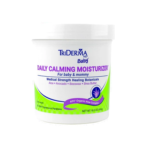 TriDerma Daily Calming Baby Moisturizing Lotion for Baby's Sensitive Skin with Soothing AP4 Aloe Vera, Avocado & Vitamins B & E, Fragrance Free 16 Ounces