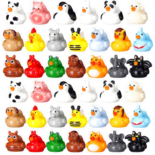 Soulchen 100 Pcs Mini Resin Animals Ducks Tiny Resin Animals Figures Cow Elephant Cats Frog Bee Penguins Small Little Ducks Miniature Gift Decor for Craft Garden Landscape Ornament Potted Decorations