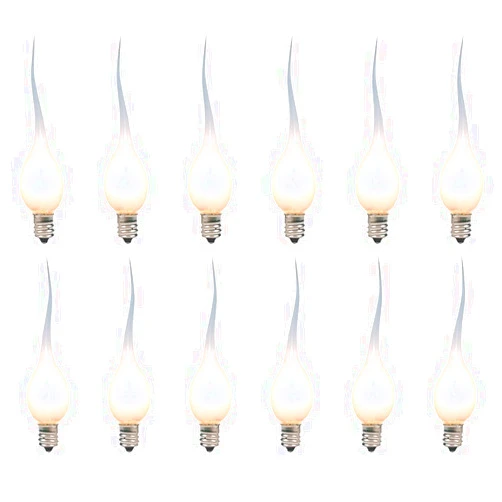 GOOTHY Silicone Dipped Candle Light Bulbs, Clear Silicone 5 Watts Replacement Bulbs for Electric Window Candles Chandeliers Night Light Bulbs Christmas Lights, C7/E12 Candelabra Base, 120V- 12 Pack