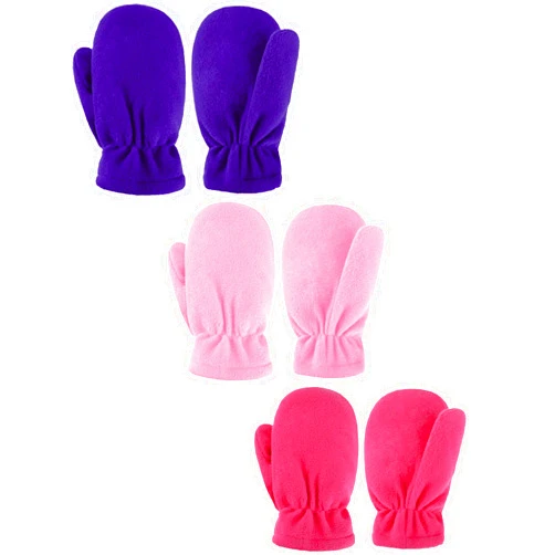 Boao 3 Pairs Kids Fleece Mittens Toddler Winter Warm Gloves Windproof Snow Ski Gloves for Boys and Girls Outdoor Activities