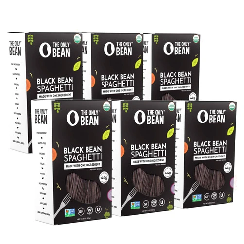 The Only Bean - Organic Black Bean Spaghetti Pasta - High Protein, Keto Friendly, Gluten-Free, Vegan, Non-GMO, Kosher, Low Carb, Plant-Based Bean Noodles - 8 oz (6 Pack)