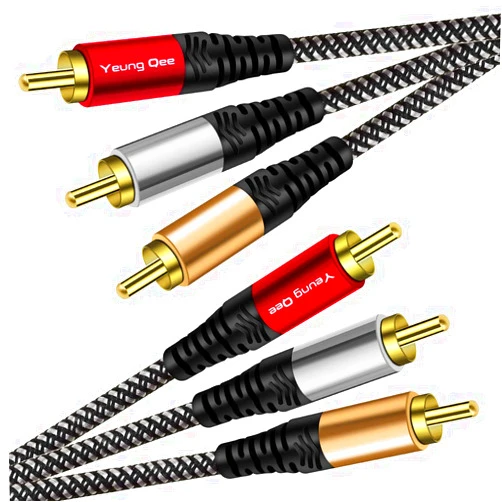 Yeung Qee Audio Video RCA Cable 6 ft,Yeung Qee 3RCA Male to 3RCA Male Composite AV Cable Compatible with Set-Top Box,Speaker,Amplifier,DVD Player and More (6FT/2M)