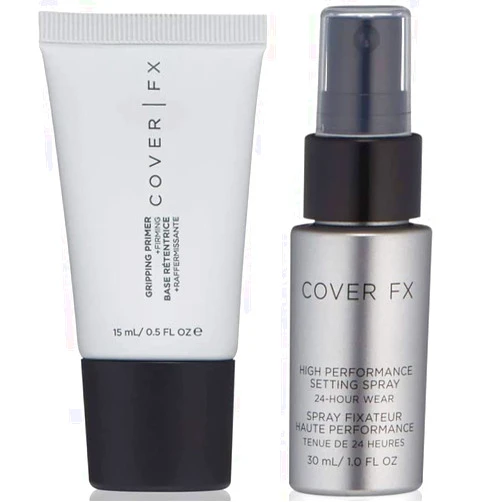 Cover FX Makeup Travel Size Foundation Gripping Primer, Tighten & Firm Skin Complexion & High Performance Setting Spray Long-Lasting Makeup Setting Face Spray Travel Size