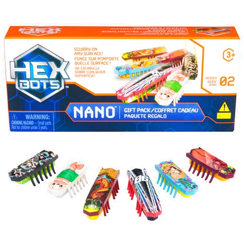 HEX BOTS Nano 6 Pack, 4 Nano Bots with 2 Bonus Flash Nano, Sensory Toys for Kids & Cats with Vibration Technology, Insect Toys & Mini Robot Toy for Kids Ages 3 & Up