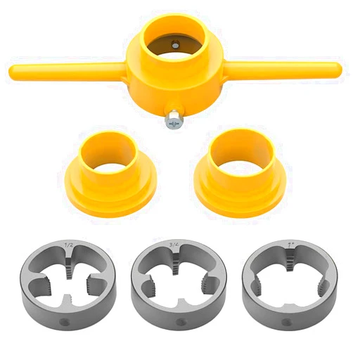 Saipe 6Pcs PVC Thread Maker Tool Pipe Threader Plumbing Tool Kit Plastic Pipe Round Die Set with 3 Dies 1/2