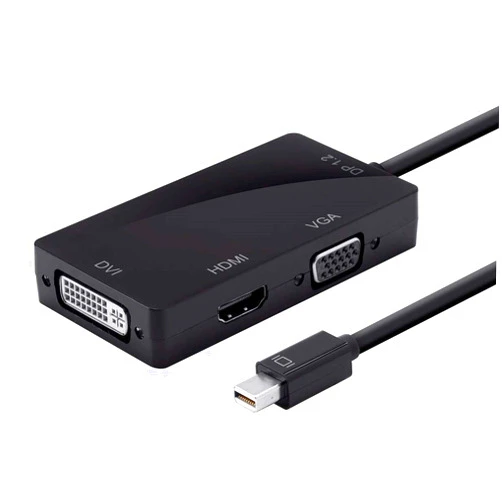 Monoprice Mini DisplayPort 1.2a / Thunderbolt to 4K HDMI, DVI, and VGA Passive Adapter, Black (112799)