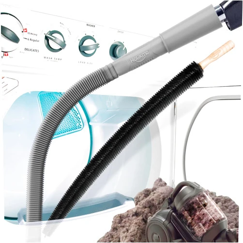 Holikme 2 Pieces Dryer Vent Cleaner Kit, Dryer Lint Vacuum Attachment and Flexible Dryer Lint Brush, Vacuum Hose Attachment, Grey