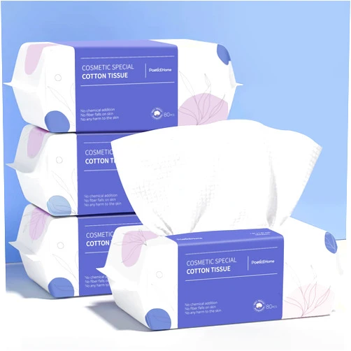 PoeticEHome Cotton Tissue Dry Wipes - Extra Thick Biodegradable Facial Cleansing Towel Disposable Wash Cloth for Makeup Cleaning 4 PACK