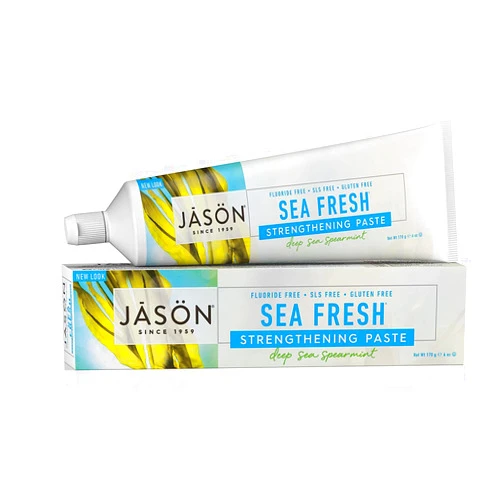 JASON Sea Fresh Strengthening Fluoride-Free Toothpaste, Deep Sea Spearmint, 6 Ounce Tube