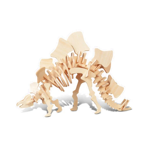 Puzzled Toys & Games Stegosaurus Wooden Puzzle, Easy to Play Pre-Cut 3D Woodcraft Puzzles Brain Teaser Educational Game Learning Journey Toy Activity for Kids, Toddlers, Children Ages 3 & Up (44 Pcs)