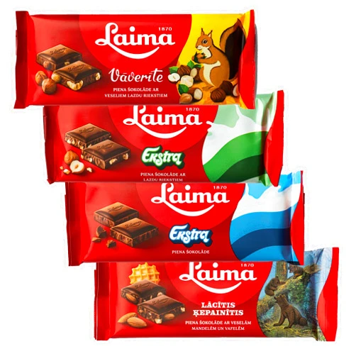 Laima Milk Chocolate Variety Pack 1, 90 g Bar (Pack of 4)