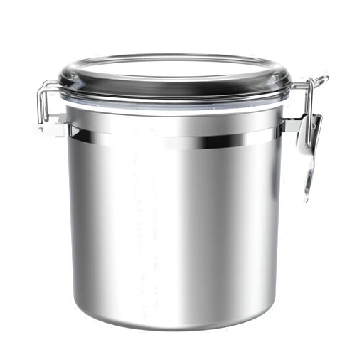 ENLOY 165oz Stainless Steel Airtight Canister for Kitchen, Large Flour Coffee Bean Tea Cereal Sugar Cookie Metal Food Storage Canisters with Clear Lid and Sturdy Locking Clamp