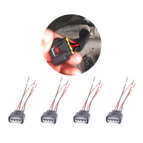 HAOBO 4PCS Ignition Coil Connector, Standard 4 Ports Ignition Coil Wire Compatible with Toyota Camry Corolla Highlander Scion Replace 90980-11885 Ignition Coil Female Connector Plug Harness Pigtail