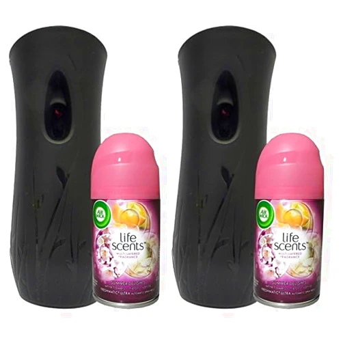 Air Wick Automatic Air Freshener Spray Starter Kit (Gadget + 1 Refill), Summer Delights, Air Freshener, Essential Oil, Odor Neutralization (Pack of 2)