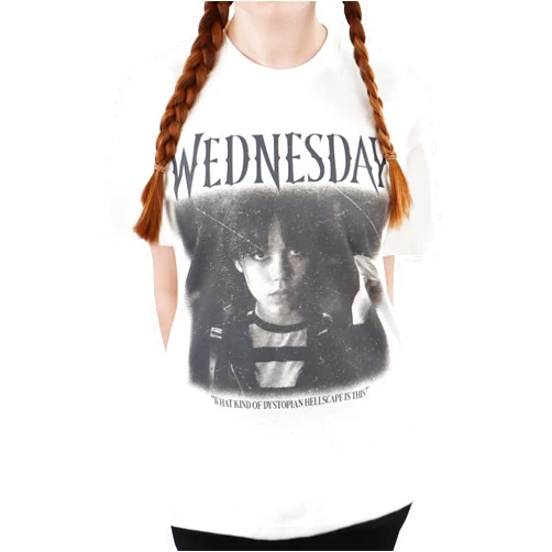 Wednesday Tshirt | Addams Family Shirts for Women | Gothic Clothes for Teen Girls | Short Sleeved Girls Tshirt | Sizes S to M