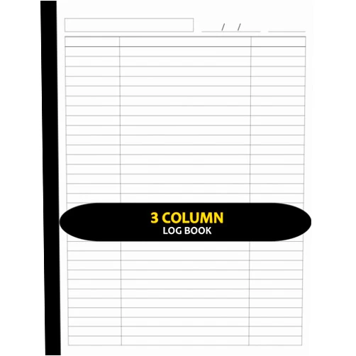 Legalease Prints Customizable Log Book 3 Column: Three Column Notebook/Columnar Pad/Multipurpose Record Logbook, 8.5