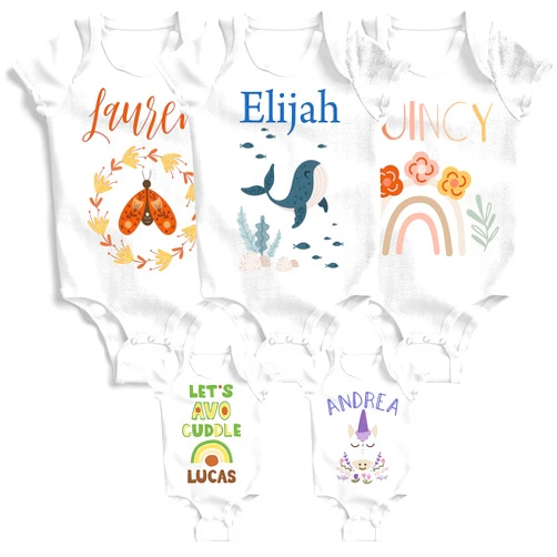 MYETCHEY Personalized Baby Onesie Gift for Girl/Boy w/Name - Customized Babies Bodysuit/Clothes - Custom Infant White Romper Shower Christmas Gifts Newborn, 6M, 12M, 18M, 24M