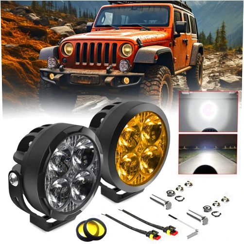 ANGU-OFFROAD ANGU OFFROAD 2PCS 3inch 90W LED Pods Cube with Amber Covers, 9000LM Yellow Fog Light Pods LED Light Bar Offroad Driving Lights, Spot Flood Combo Amber Light Bar for Jeep Wrangler Ford Truck Pickup ATV