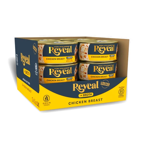 Reveal Natural Wet Cat Food, 12 Count, Grain Free, Limited Ingredient Canned Food for Cats, Chicken Breast in Broth, 5.5 oz Cans