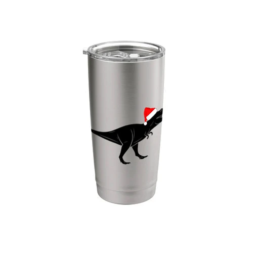 Dinosaur Christmas Gifts by Anne Funny Dinosaur Santa Hat Matching Family Christmas Holiday Stainless Steel Insulated Tumbler