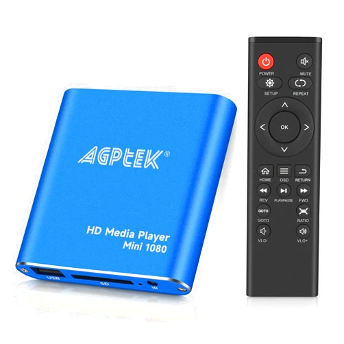 MYPIN HDMI Media Player, Blue Mini 1080p Full-HD Ultra HDMI MP4 Player for -MKV/RM/ MP4 / AVI etc- HDD USB Flash Drive/HDD and SD Card