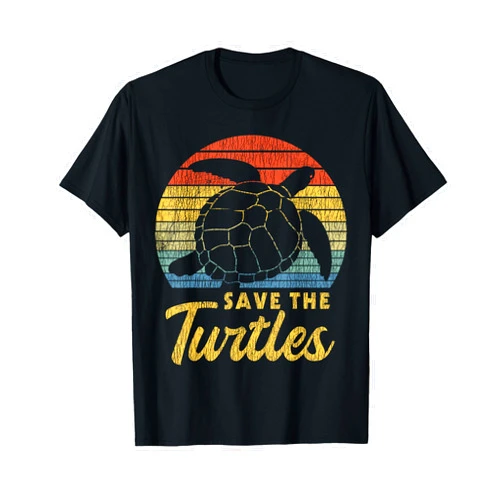 Bee Planet Apparel.USA Retro Vintage Save The Turtles Skip The Straw Sea Animal T-Shirt