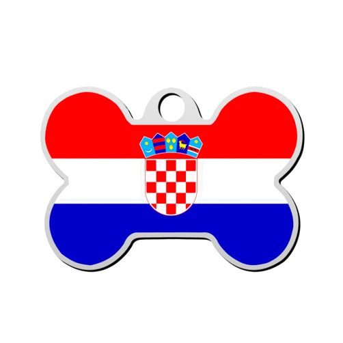 WRAGVQAT Croatia Flag Pet ID Tags Personalized Dog Tags and Cat Tags Bone Shape Collar Pendant Custom Pet Supplies 3D Printing Name Number for Cats Puppies Tags