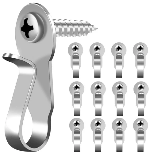 DINGEE Light Hanger Hooks,Stainless Steel Screw in Hooks for Outdoor String Lights, Christmas Light Hooks,Small Screw Hooks for Patio Light,Plants,Wind Chimes 12 Pack